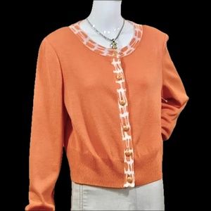🆕🏷️  St. John Collection Santana Knit Orange  Cropped Cardigan